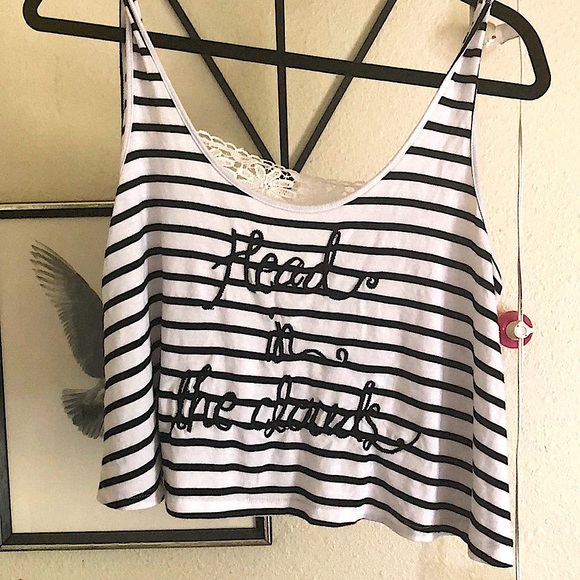 Love tree striped cropped tank head in the clouds - Picture 1 of 5